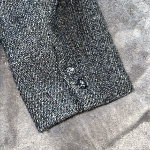 Vintage Harris Tweed Scottish Wool Mens Gray Blue Sports Jacket Anderson Little - Picture 12 of 12